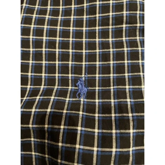Ralph Lauren Men's Button Up Shirt Dark Blue Plaid Pony Size Small - Picture 6 of 11